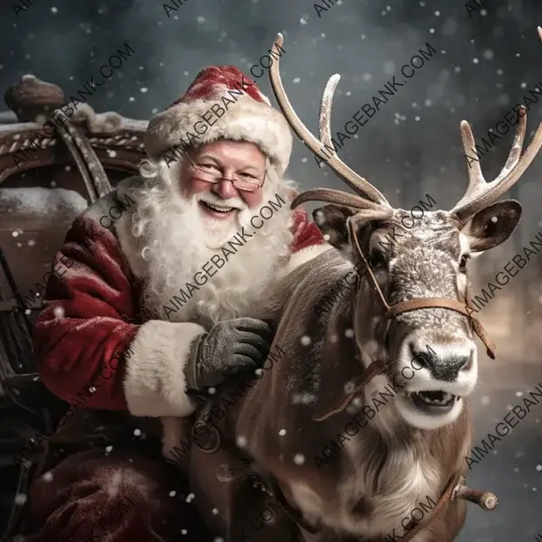 Santa Claus and His Favorite Reindeer Together