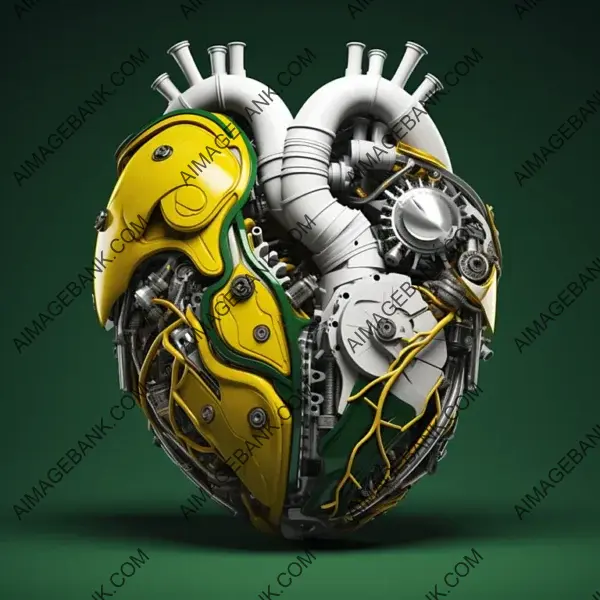 Incredibly Lifelike Cyborg Heart in Green