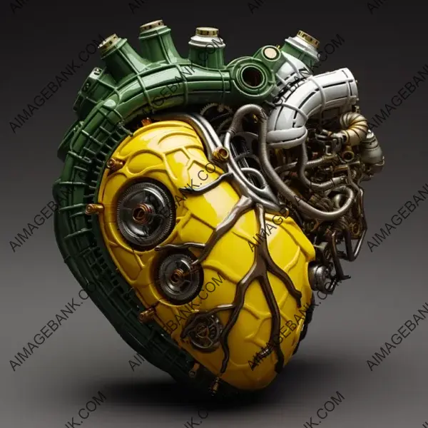 Hyperrealistic Half-Human, Half-Robot Heart