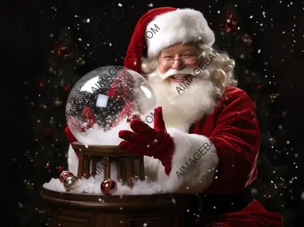 Santa Claus with a Grand Snow Globe