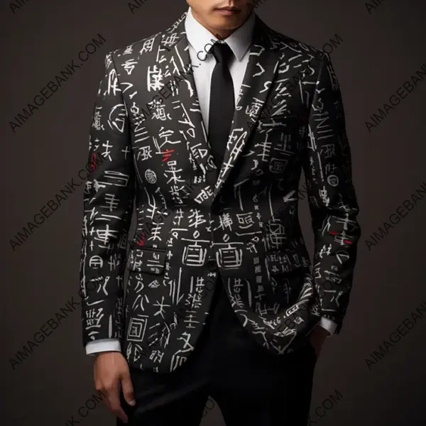 Elevate Your Style with a Blazer Featuring Calligraphy Pattern