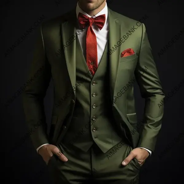 Make a Stylish Statement with an Olive Green Tuxedo Jacket and Red Vest Blazer