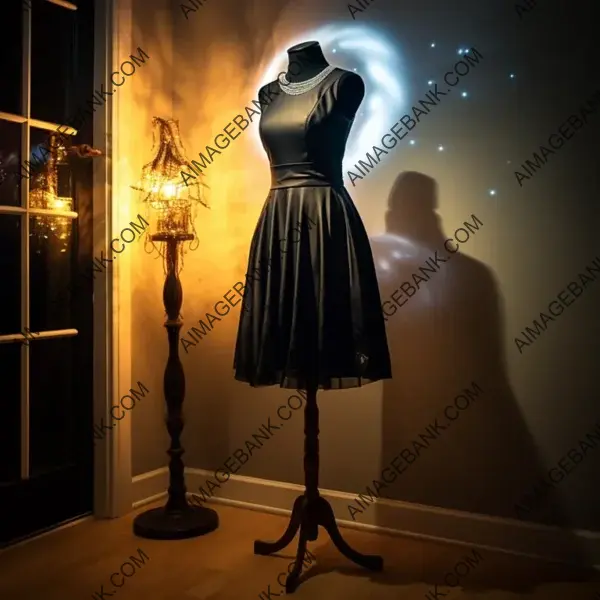 Elegant Black Dress in Room with Standing Dummy