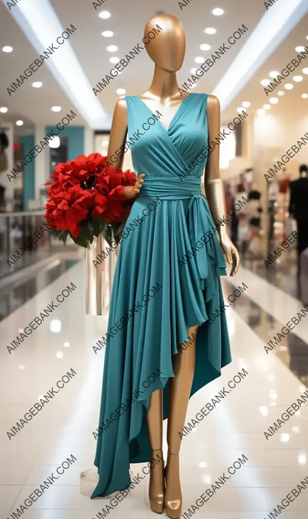 Single Mannequin Wearing Dress in Mall