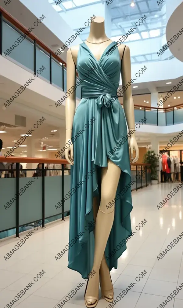 Fashionable Dress on Mannequin in Mall Setting