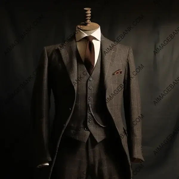 Atmospheric Lighting and 1930s Dark Brown Tie Blazer: Vintage Elegance