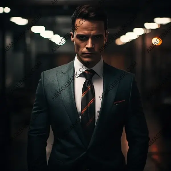 Hyper Realistic Low-Light Image: Tie Blazer and Traje con Corbata