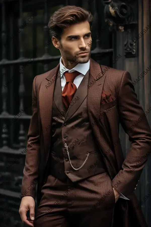 Groom&#8217;s Choice: Rust-Colored Wedding Suit with Blazer