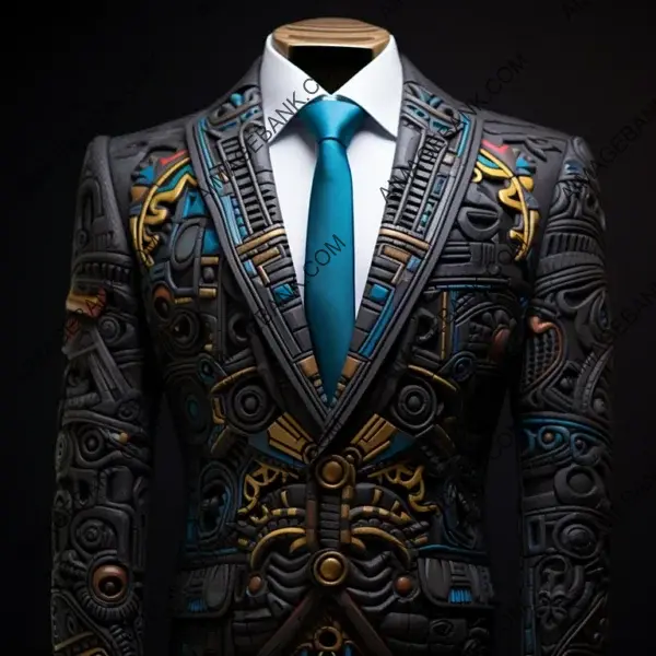 Striking Blazer Photo Featuring Mayan Theme Spade Suit