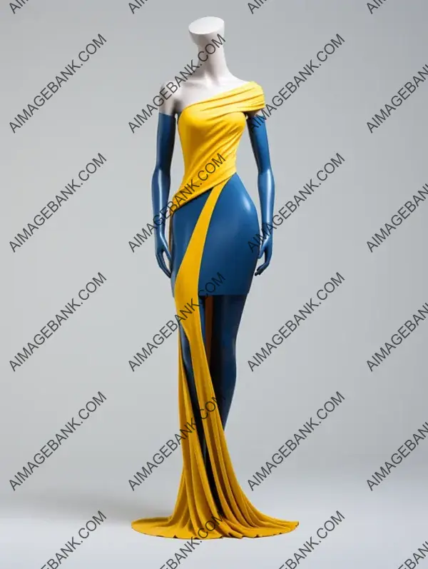 Stunning Mannequin Display: Yellow and Blue Dress