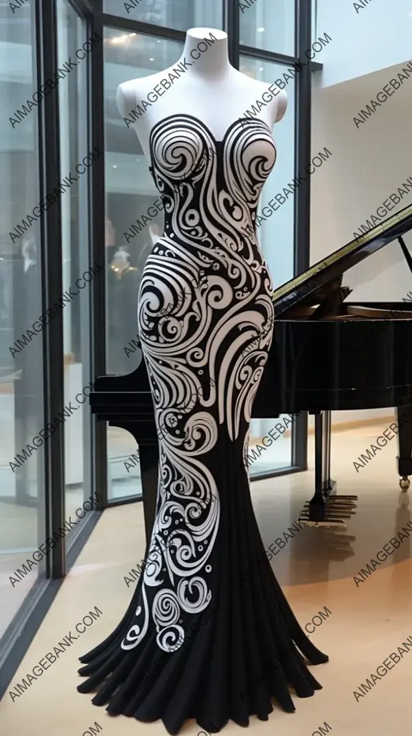 Flowing Black and White: Piano Dress Beauty