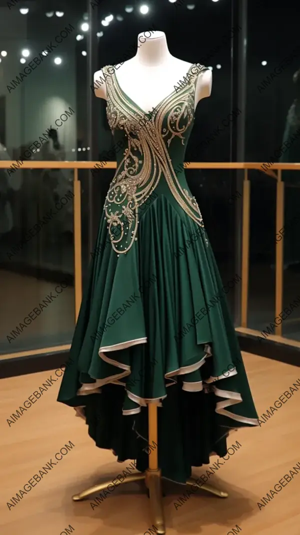 Elegance in Green: Long Flowing Piano Dress