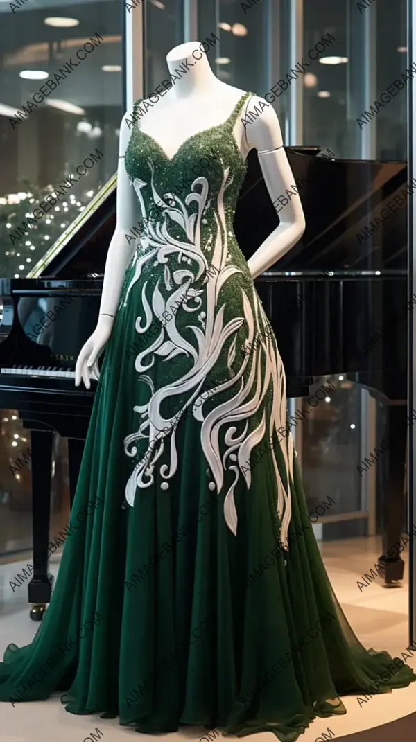 Forest Green Melody: White Piano Dress