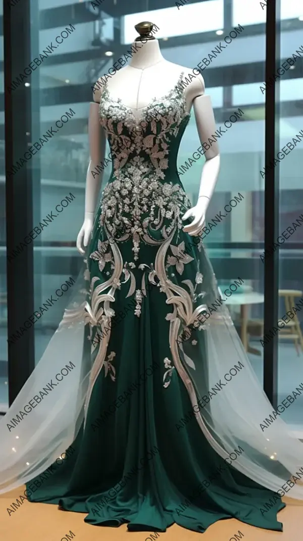 Elegant Green and White: Piano Dress Beauty