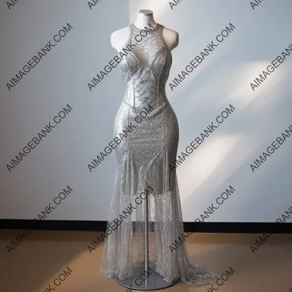 Elegant Moonlit Silver Dress: Shimmering Elegance