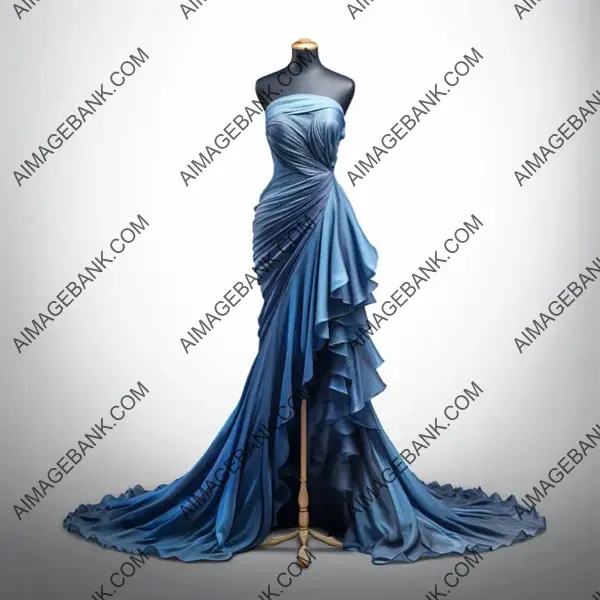 Blue Elegance: Detailed Full-Body Expensive Dress