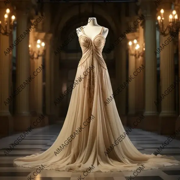 Elegant Silk Gown: Display of Flowing Adornment