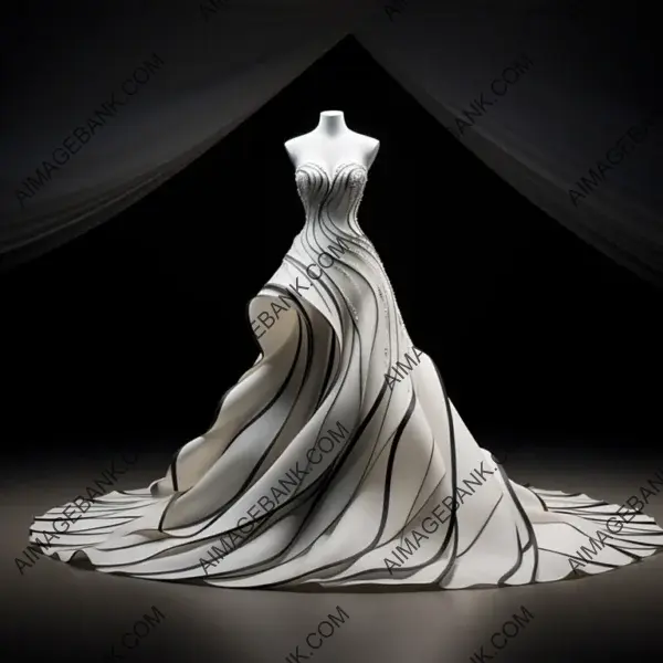 Exquisite 3D Rendering: Modern White Flowing Wedding Dress