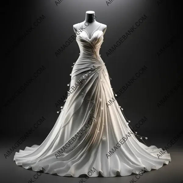 Captivating 3D Picture of Modern White Flowing Wedding Dress