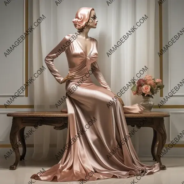 Side View of Glamorous 1930s Mannequin in Colorful Dress