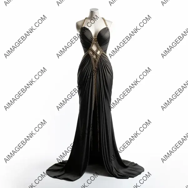 Black Rhinestone-Embellished Strappy Gown: Elegance