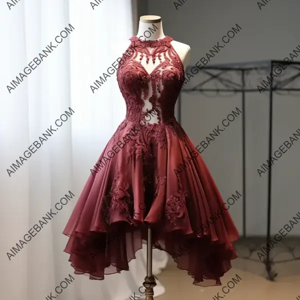 Lace Embellished Maroon A-Line Dress: Exquisite Elegance