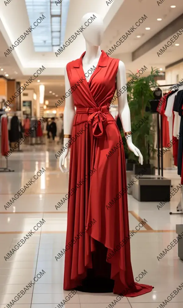 Stylish Mannequin Showcasing a Dress in a Mall Setting