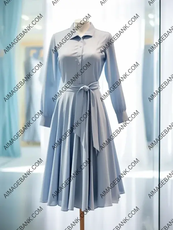 Light Blue Elegance: Long-Sleeved Dress on Display