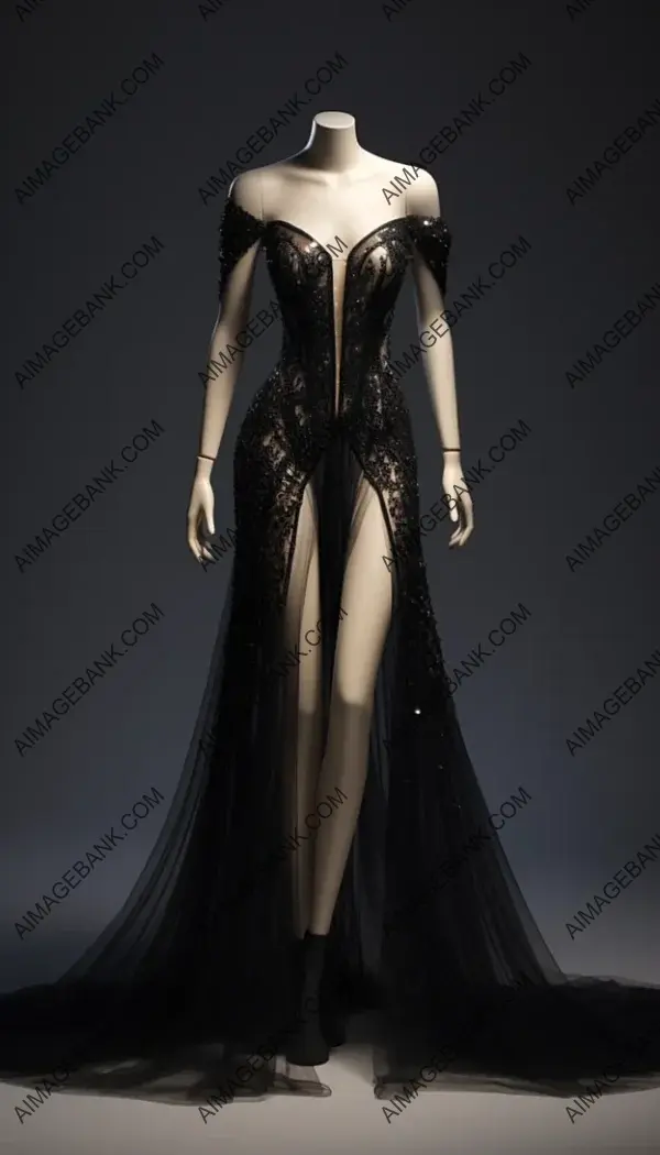 Luxurious Masquerade Gown: Black Dress Design