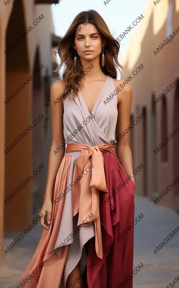 Pale Pink and Light Maroon Combined in Fashionable Dress