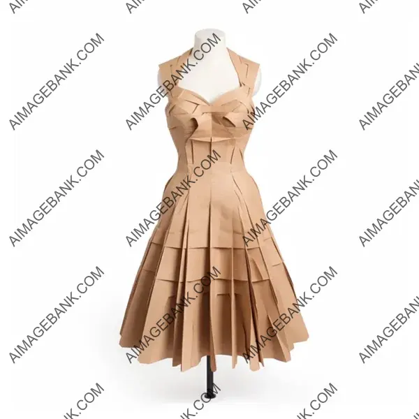 Basic Cutout Dress in Beige Paper for Mannequin Display