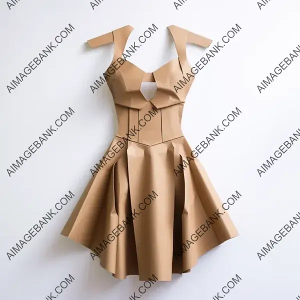 Minimalist Fashion: Beige Paper Cutout Dress on Mannequin