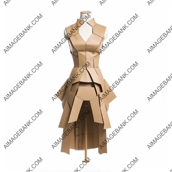 Beige Paper Cutout Dress Showcases Classic Style on Mannequin