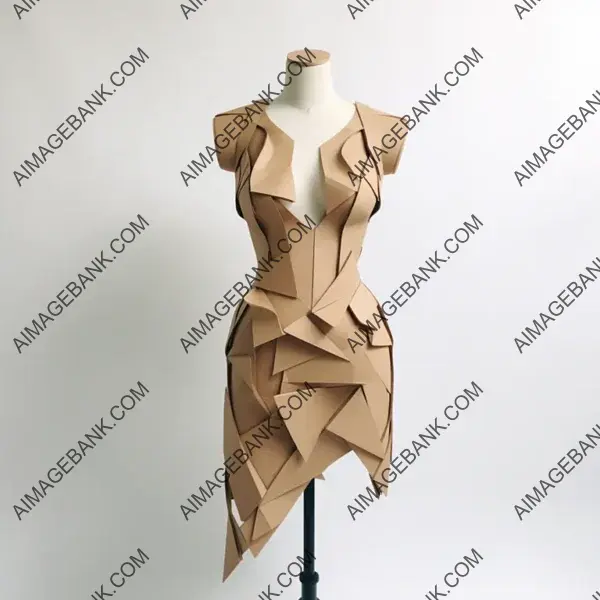 Simple and Elegant Beige Paper Cutout Dress on Mannequin