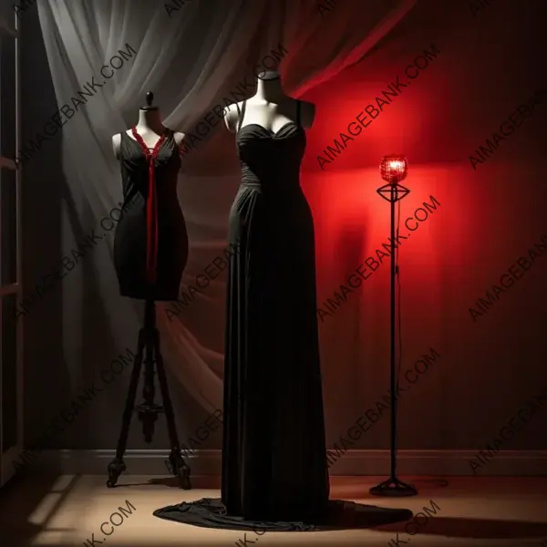 Classic Black Dress Displayed on a Standing Dummy