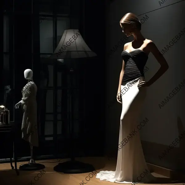 Dummy Modeling a Stylish Black Dress in a Room