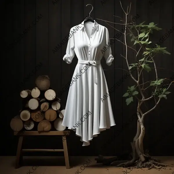 Classic Shift Dress Displayed on a Wooden Coat Hanger