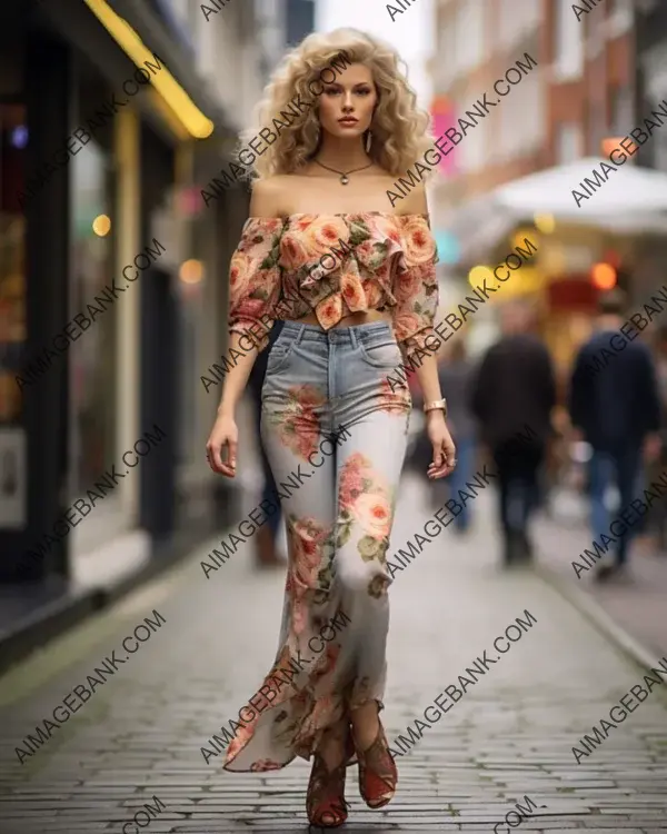 Full-Body Shot of a Stylish Female Model with Jewelry