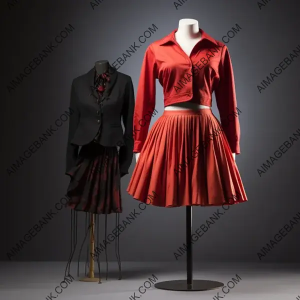 Mannequin Displaying Jacket, Sweater, and Skirt Ensemble