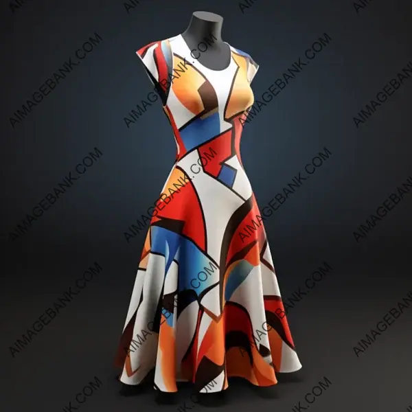 Cubism-Inspired Modern Style Fashion Dress