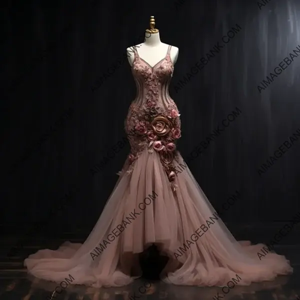 Elegant Muted Rose Ball Gown: Cupped Corset Top for Evening Glamour