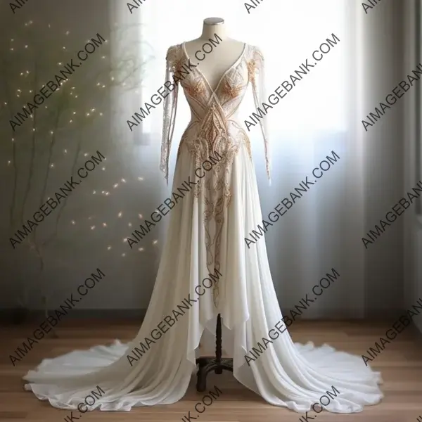 Exquisite Embroidery: Elven Wedding Evening Dress