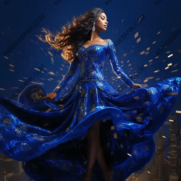 Glamorous High Fashion Evening: Sparkling Royal Blue Dress