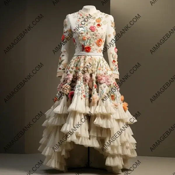 High Fashion Evening: Fully Embroidered Floral Dress Inspired by Radiance