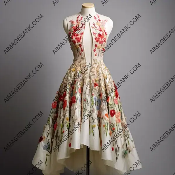 High Fashion Evening: Creating a Dress with Fully Embroidered Floral Design