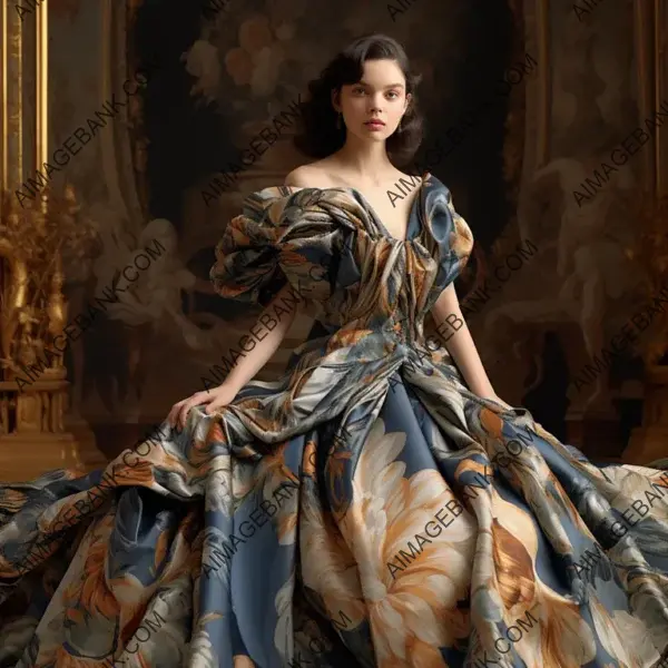 Captivating Blend of Art History in High Fashion Evening Dressed