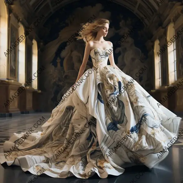 High Fashion Evening: Captivating Dress with Art History Influence