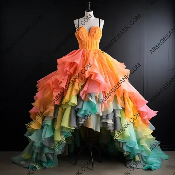 Vibrant Neon-Colored Dress in High Fashion Evening from Paperquill