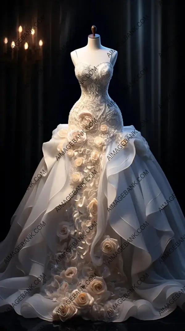 Diamond-Adorned Wedding Dress for High Fashion Evening