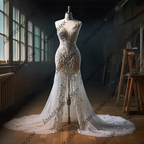 Bride&#8217;s Artistry: Crafting a Sheer High-End Evening Gown